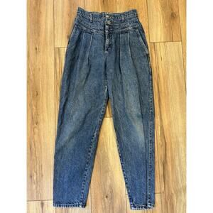 Lee Jeans Women 11 Medium Vintage Blue High Waisted Pleated Tappered Denim USA